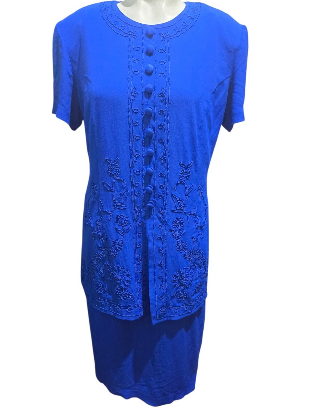 Vintage Karin Stevens Petites 12P Royal Blue Embroidered Dress Shoulder Pads